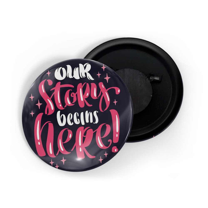 dhcrafts Black color Round Fridge Magnet Our Stars Begins Here! Glossy Finish Design Pack of 1 (75 mm)